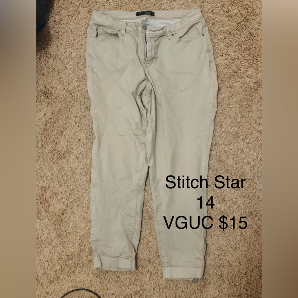 Stitch Star Tan Capri Jeans